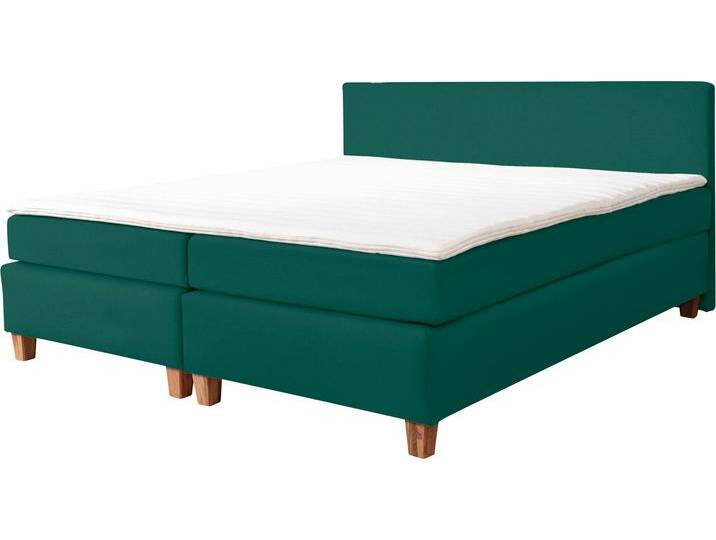 Boxspringbett ALINA, grün (opalgrün dmo 123), B:181cm L:206cm, Samt DMO (100% Polyester), Komplettbetten, Boxspringbett, inklusive Matratze und Topper, in diversen Ausführungen von BAUR