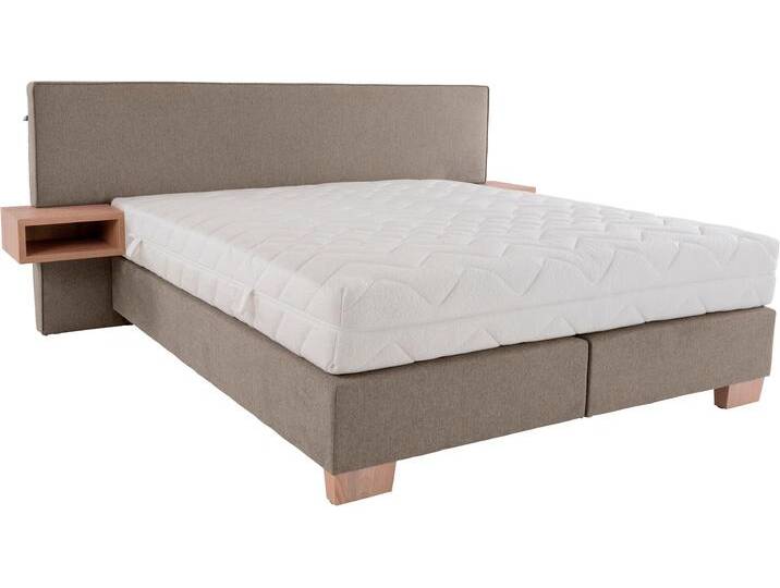 Boxspringbett ALINA Daria , braun (hellbraun gcp 42), B:267cm L:213cm, Chenille GCP (100% Polyester), Komplettbetten, Boxspringbett, integrierte Nachttische und Matratze, unterschiedliche Ausführungen von BAUR