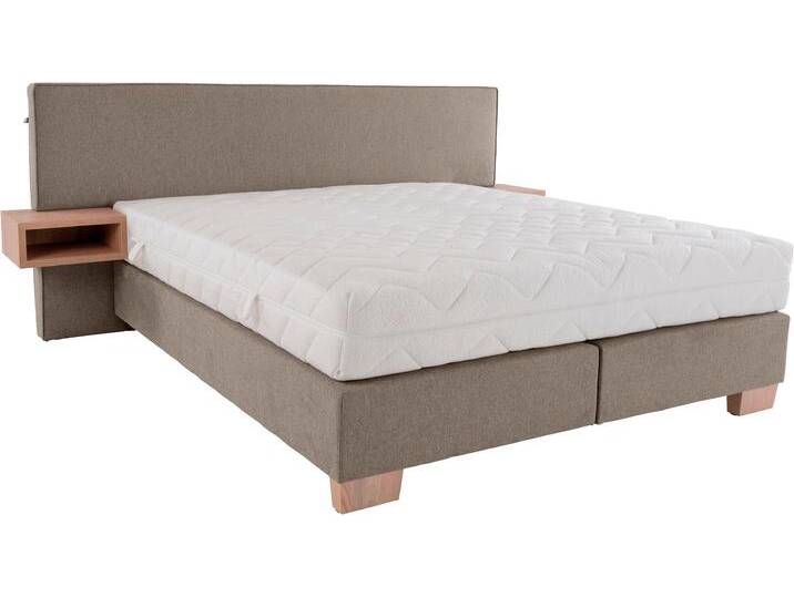 Boxspringbett ALINA Daria , braun (hellbraun gcp 42), B:267cm L:213cm, Chenille GCP (100% Polyester), Komplettbetten, Boxspringbett, integrierte Nachttische und Matratze, unterschiedliche Ausführungen von BAUR