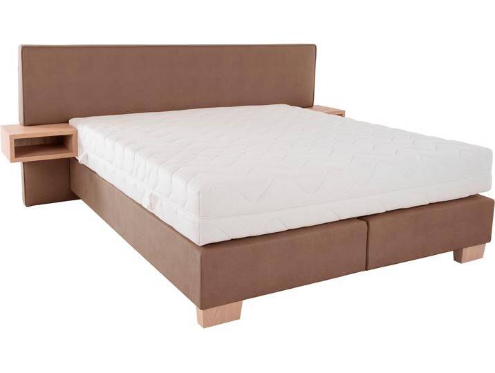 Boxspringbett ALINA Daria , braun (hellbraun gdu 4), B:247cm L:213cm, Microfaser GDU (100% Polyester), Komplettbetten, Boxspringbett, integrierte Nachttische und Matratze, unterschiedliche Ausführungen von BAUR