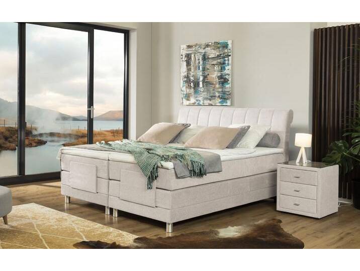 Boxspringbett ALINA Elsa mit Motor , beige (beige gcp 11), B:201cm L:220cm, Chenille GCP (100% Polyester), Komplettbetten, Boxspringbett, inklusive Matratze und Topper, in verschiedenen Größen und Härtegraden von BAUR