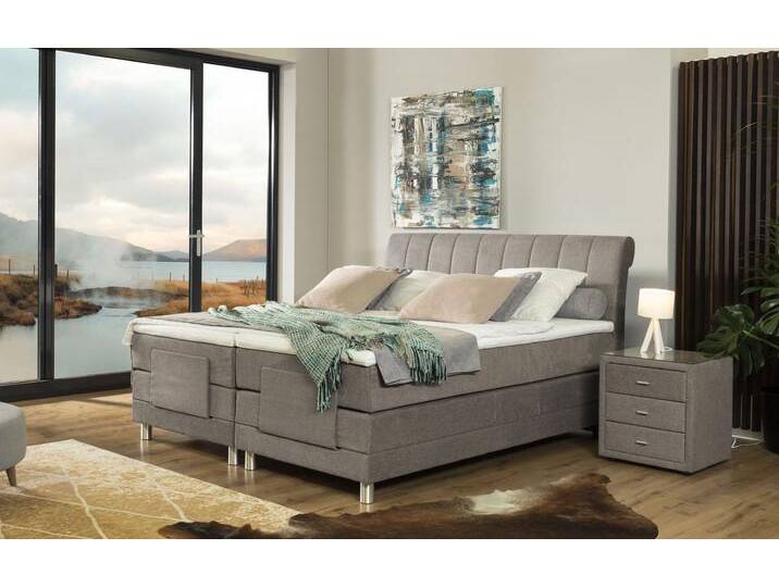 Boxspringbett ALINA Elsa mit Motor , braun (hellbraun gcp 42), B:201cm L:220cm, Chenille GCP (100% Polyester), Komplettbetten, Boxspringbett, inklusive Matratze und Topper, in verschiedenen Größen und Härtegraden von BAUR