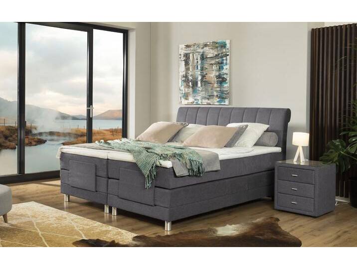 Boxspringbett ALINA Elsa mit Motor , grau (dunkelgrau gcp 129), B:201cm L:220cm, Chenille GCP (100% Polyester), Komplettbetten, Boxspringbett, inklusive Matratze und Topper, in verschiedenen Größen und Härtegraden von BAUR