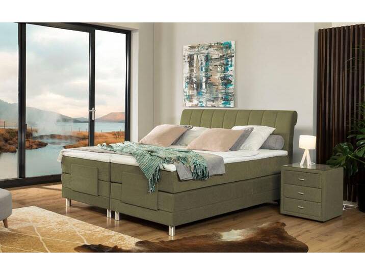 Boxspringbett ALINA Elsa mit Motor , grün (dunkelgrün gcp 333), B:201cm L:220cm, Chenille GCP (100% Polyester), Komplettbetten, Boxspringbett, inklusive Matratze und Topper, in verschiedenen Größen und Härtegraden von BAUR