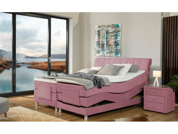 Boxspringbett ALINA Elsa mit Motor , rosa (altrosa gcp 8), B:201cm L:220cm, Chenille GCP (100% Polyester), Komplettbetten, Boxspringbett, inklusive Matratze und Topper, in verschiedenen Größen und Härtegraden von BAUR
