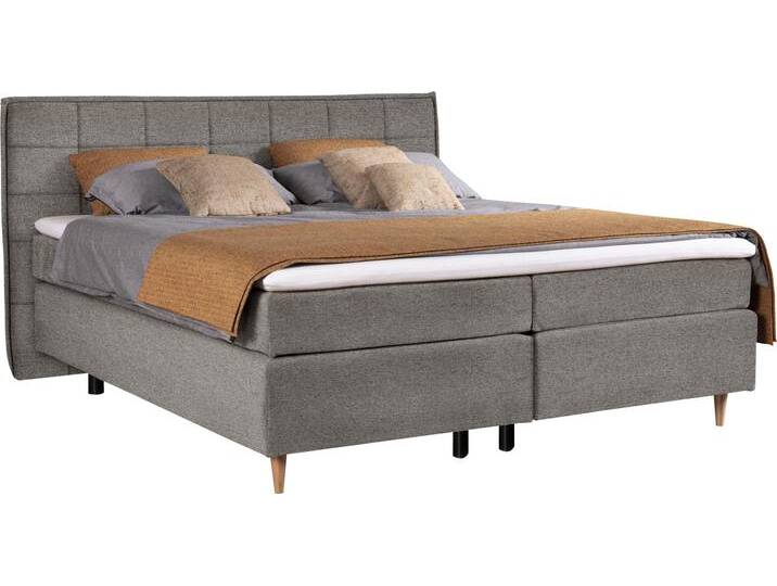 Boxspringbett ALINA Henri , grau (staubgrau tmd 29), B:180cm L:208cm, Struktur TMD (100% Polyester), Komplettbetten, Boxspringbett, inklusive Matratze und Topper, in diversen Ausführungen von BAUR