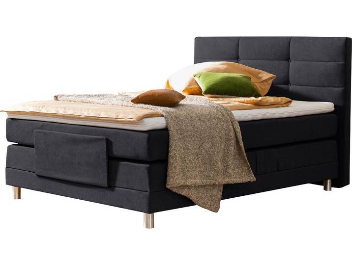 Boxspringbett ALINA Matea , grau (anthrazitgrau tbs 49), B:148cm L:210cm, Chenille TBS (100% Polyester), Komplettbetten, Boxspringbett, inklusive Matratze und Topper, in verschiedenen Größen und Härtegraden von BAUR