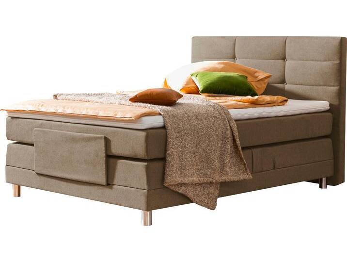 Boxspringbett ALINA Matea , grau (graubeige tbs 12), B:148cm L:210cm, Chenille TBS (100% Polyester), Komplettbetten, Boxspringbett, inklusive Matratze und Topper, in verschiedenen Größen und Härtegraden von BAUR