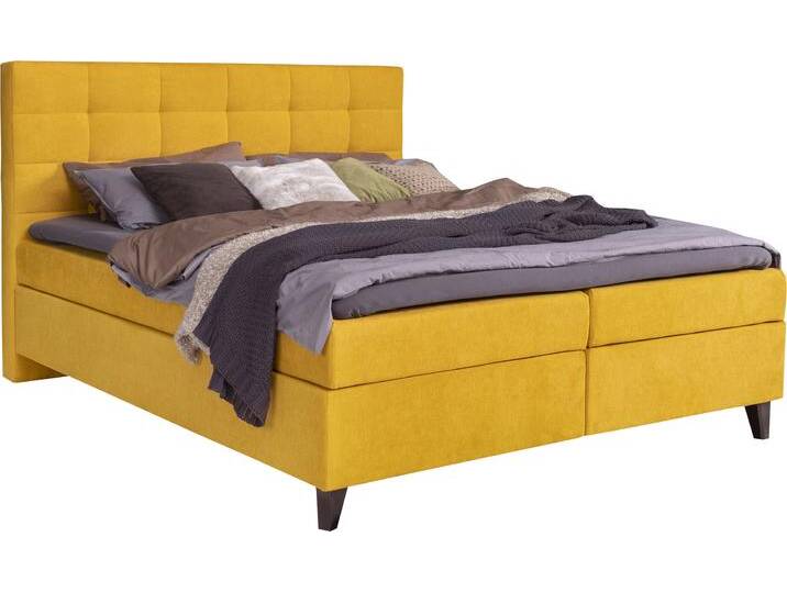 Boxspringbett ALINA Neomi , gelb (gelb tbs 15), B:160cm L:212cm, Chenille TBS (100% Polyester), Komplettbetten, Boxspringbett, inklusive Matratze und Topper von BAUR
