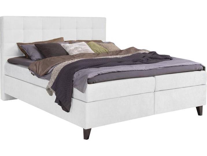 Boxspringbett ALINA Neomi , weiß (weiß tbs 00), B:140cm L:212cm, Chenille TBS (100% Polyester), Komplettbetten, Boxspringbett, inklusive Matratze und Topper von BAUR