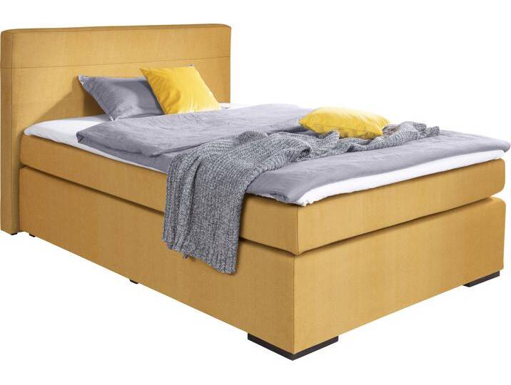 Boxspringbett ALINA Nikki , gelb (gelb xbo 5), B:153cm L:214cm, Struktur fein XBO (100% Polyester), Komplettbetten, Boxspringbett, inklusive Matratze und Topper, Füße schwarz von BAUR