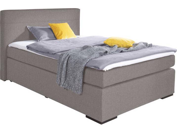 Boxspringbett ALINA Nikki , grau (betongrau tra 9), B:153cm L:214cm, Feinstruktur TRA (100% Polyester), Komplettbetten, Boxspringbett, inklusive Matratze und Topper, Füße schwarz von BAUR
