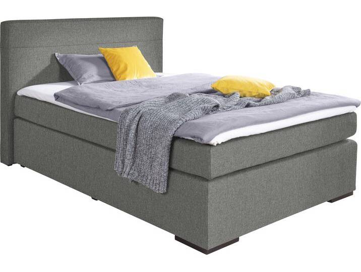 Boxspringbett ALINA Nikki , grau (grau tra 19), B:153cm L:214cm, Feinstruktur TRA (100% Polyester), Komplettbetten, Boxspringbett, inklusive Matratze und Topper, Füße schwarz von BAUR