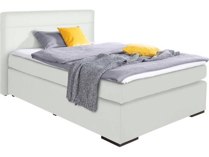 Boxspringbett ALINA Nikki , weiß (weiß tls 00), B:133cm L:214cm, Komplettbetten, Boxspringbett, inklusive Matratze und Topper, Füße schwarz von BAUR