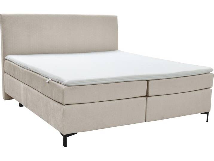 Boxspringbett ALINA Petro , beige (beige dfn, dfh 31), B:162cm L:215cm, Samtstoff DFN (100% Polyester), Samtstoff DFH (100% Polyester), Komplettbetten, Boxspringbett, inklusive Matratze und Topper, in diversen Ausführungen von BAUR