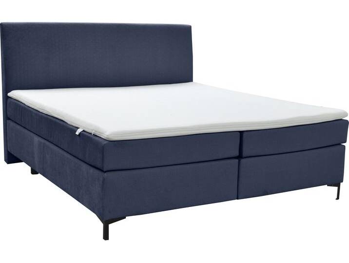 Boxspringbett ALINA Petro , blau (blau dfn, dfh 96), B:162cm L:215cm, Samtstoff DFN (100% Polyester), Samtstoff DFH (100% Polyester), Komplettbetten, Boxspringbett, inklusive Matratze und Topper, in diversen Ausführungen von BAUR