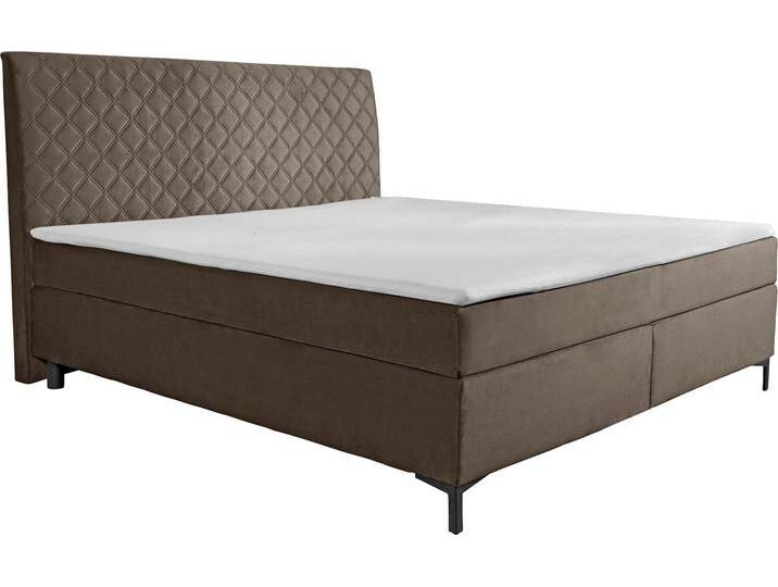 Boxspringbett ALINA Petro , braun (braungrau dmo, dmk 159), B:162cm L:215cm, Samt DMO (100% Polyester), Samt DMK (100% Polyester), Komplettbetten, Boxspringbett, inklusive Matratze und Topper, in diversen Ausführungen von BAUR