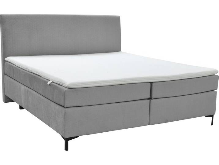 Boxspringbett ALINA Petro , grau (grau dfn, dfh 49), B:182cm L:215cm, Samtstoff DFN (100% Polyester), Samtstoff DFH (100% Polyester), Komplettbetten, Boxspringbett, inklusive Matratze und Topper, in diversen Ausführungen von BAUR