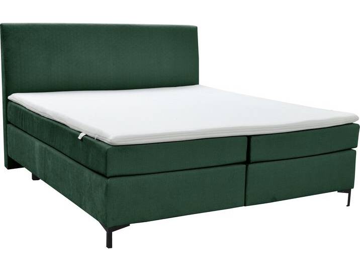 Boxspringbett ALINA Petro , grün (grün dfn, dfh 123), B:182cm L:215cm, Samtstoff DFN (100% Polyester), Samtstoff DFH (100% Polyester), Komplettbetten, Boxspringbett, inklusive Matratze und Topper, in diversen Ausführungen von BAUR