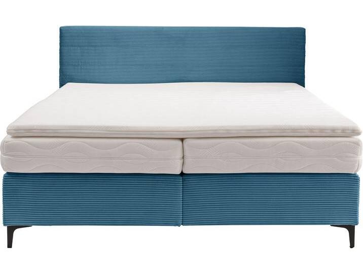 Boxspringbett ALINA Pico , blau (azurblau gct 46), B:172cm L:212cm, Cord GCT (92% Polyeste, 8% Nylon), Komplettbetten, Boxspringbett, inkl. Matratzen und Topper von BAUR