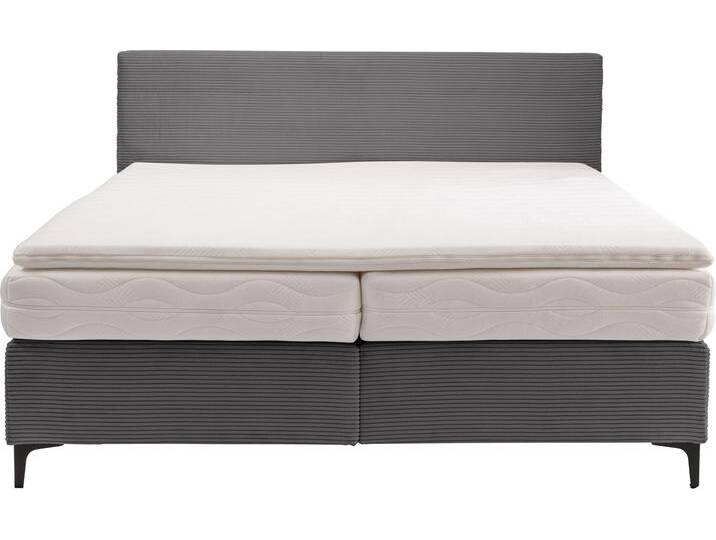 Boxspringbett ALINA Pico , grau (dunkelgrau gct 79), B:172cm L:212cm, Cord GCT (92% Polyeste, 8% Nylon), Komplettbetten, Boxspringbett, inkl. Matratzen und Topper von BAUR