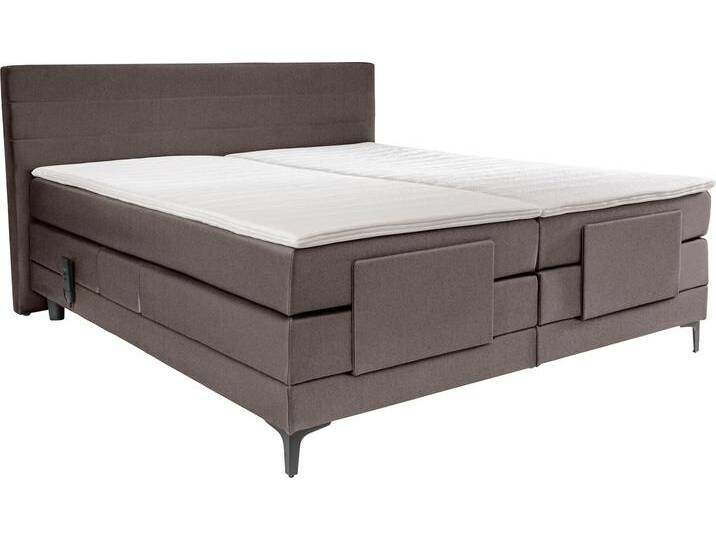 Boxspringbett ALINA Powell , braun (braungrau gcp 84), B:192cm L:212cm, Chenille GCP (100% Polyester), Komplettbetten, Boxspringbett, inkl. Motor, Matratze und Topper, in unterschiedlichen Ausführungen von BAUR