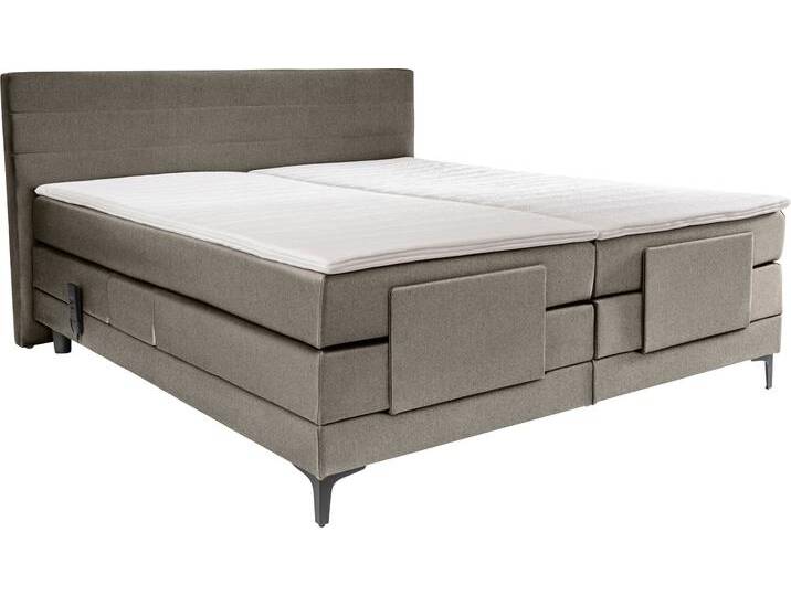 Boxspringbett ALINA Powell , braun (hellbraun gcp 42), B:172cm L:212cm, Chenille GCP (100% Polyester), Komplettbetten, Boxspringbett, inkl. Motor, Matratze und Topper, in unterschiedlichen Ausführungen von BAUR