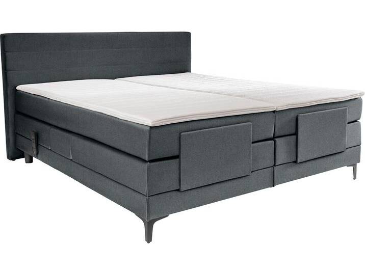 Boxspringbett ALINA Powell , grau (dunkelgrau gcp 129), B:192cm L:212cm, Chenille GCP (100% Polyester), Komplettbetten, Boxspringbett, inkl. Motor, Matratze und Topper, in unterschiedlichen Ausführungen von BAUR