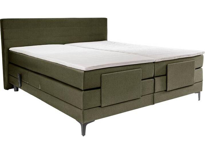 Boxspringbett ALINA Powell , grün (dunkelgrün gcp 333), B:192cm L:212cm, Chenille GCP (100% Polyester), Komplettbetten, Boxspringbett, inkl. Motor, Matratze und Topper, in unterschiedlichen Ausführungen von BAUR