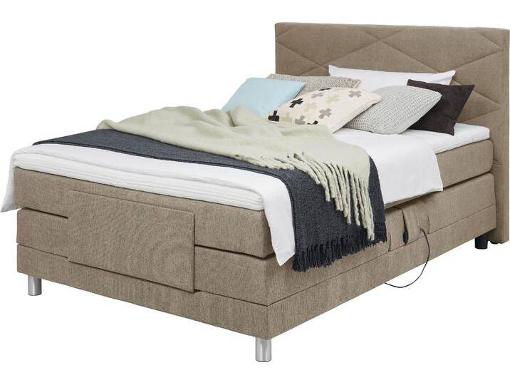 Boxspringbett ALINA Tabea , grau (graubeige tbs 12), B:148cm L:210cm, Chenille TBS (100% Polyester), Komplettbetten, Boxspringbett, inklusive Matratze und Topper, in verschiedenen Größen und Härtegraden von BAUR