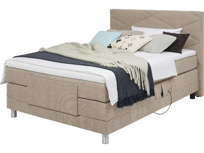 Boxspringbett ALINA Tabea , grau (seidengrau tbs 2), B:148cm L:210cm, Chenille TBS (100% Polyester), Komplettbetten, Boxspringbett, inklusive Matratze und Topper, in verschiedenen Größen und Härtegraden von BAUR