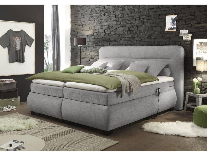 Boxspringbett ED EXCITING DESIGN Evolution , grau (grau uran 02 schlamm), B:210cm L:220cm, Komplettbetten, Boxspringbett, inkl. Motor und Topper von BAUR