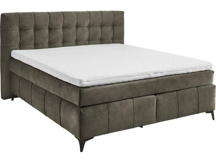 Boxspringbett ED EXCITING DESIGN Oregon , braun (dunkelbraun), B:200cm L:210cm, 100% Polyester, Komplettbetten, Boxspringbett, inkl. Duo-Matratze - Kokosmatte, Filzabdeckung von BAUR