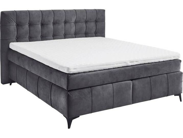 Boxspringbett ED EXCITING DESIGN Oregon , grau (anthrazit), B:200cm L:210cm, 100% Polyester, Komplettbetten, Boxspringbett, inkl. Duo-Matratze - Kokosmatte, Filzabdeckung von BAUR