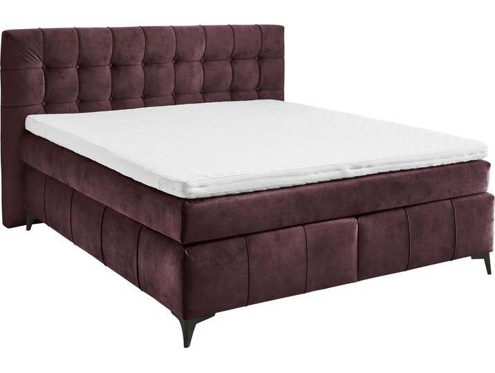 Boxspringbett ED EXCITING DESIGN Oregon , lila (aubergine), B:200cm L:210cm, 100% Polyester, Komplettbetten, Boxspringbett, inkl. Duo-Matratze - Kokosmatte, Filzabdeckung von BAUR