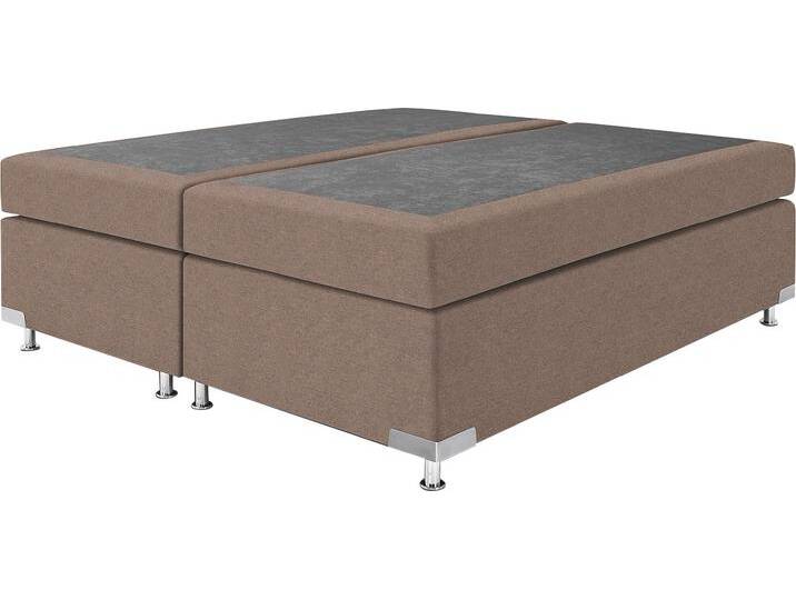 Boxspringbett Holland , beige (schwarz beige), B:202cm L:201cm, Strukturstoff (77% Polyester und 23% Viskose), WESTFALIA SCHLAFKOMFORT, Komplettbetten, Boxspringbett, ohne Kopfteil, frei im Raum stellbar von BAUR