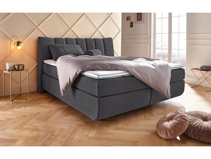 Boxspringbett LEONIQUE Océane , braun (mud), B:190cm L:221cm, Komplettbetten, Boxspringbett, Bodenfrei- wirkt freischwebend, verschiedene Härtegrade (auch H4) von BAUR