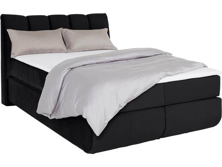 Boxspringbett LEONIQUE Océane , schwarz, B:150cm L:221cm, Komplettbetten, Boxspringbett, Bodenfrei- wirkt freischwebend, verschiedene Härtegrade (auch H4) von BAUR