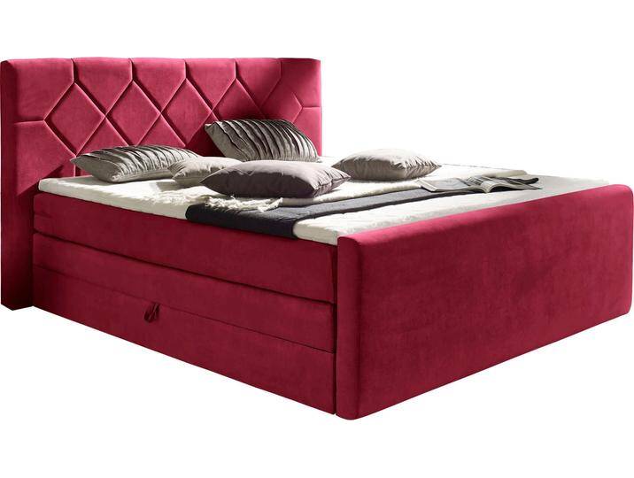 Boxspringbett PLACES OF STYLE Atlanta , rot, B:200cm L:221cm, Stoff, Massivholz, Kunststoff, Komplettbetten, Boxspringbett, inklusive Topper und Bettkasten Boxspringbett PLACES OF STYLE Atlanta , rot, B:200cm L:221cm, Stoff, Massivholz, Kunststoff, Komplettbetten, Boxspringbett, inklusive Topper und Bettkasten von BAUR