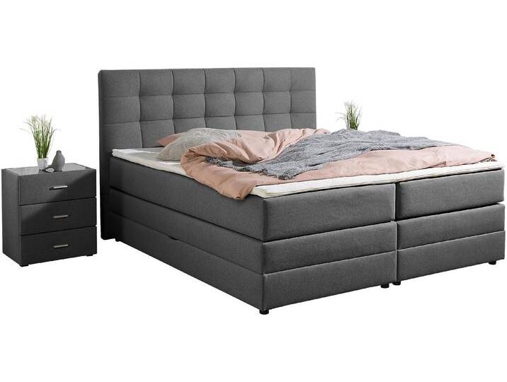 Boxspringbett PLACES OF STYLE Ethan , grau (anthrazit), B:194cm L:211cm, Komplettbetten, inkl. Topper und geräumigen Bettkasten erhältlich in H2, H3 und H4 von BAUR