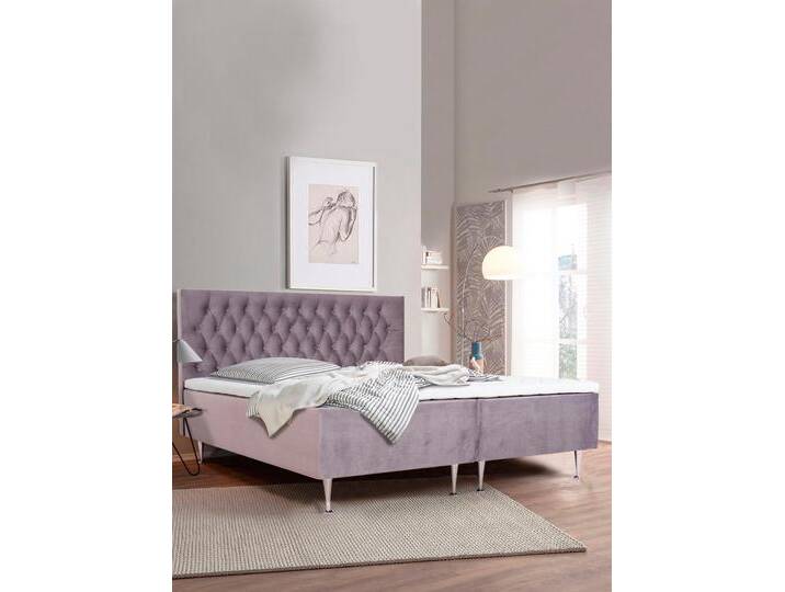 Boxspringbett PLACES OF STYLE Exclusive , lila (flieder), B:141cm L:208cm, Samtoptik (100% Polyester), Komplettbetten, Boxspringbett, inkl. Topper, 3 Breiten, 3 Härtegrad-Ausführungen von BAUR