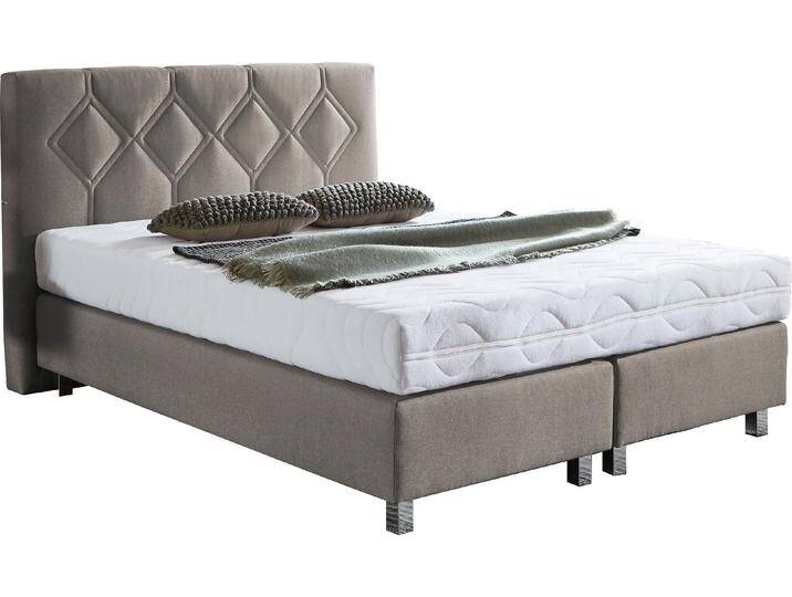 Boxspringbett Phönix , beige (schwarz, beige), B:155cm L:210cm, Bezug Bett: Microvelours (100% Polyester) oder Feinstruktur (100% Polyester), Bezug Bonnell-Federkernmatratze: 100% Polyester, Bezug Kaltschaummatratze: 100% Polyester, Bezug Tonnentaschenfederkernmatratze: 80% Baumwolle, 20%Polyester, WESTFALIA SCHLAFKOMFORT, Komplettbetten, Boxspringbett von BAUR