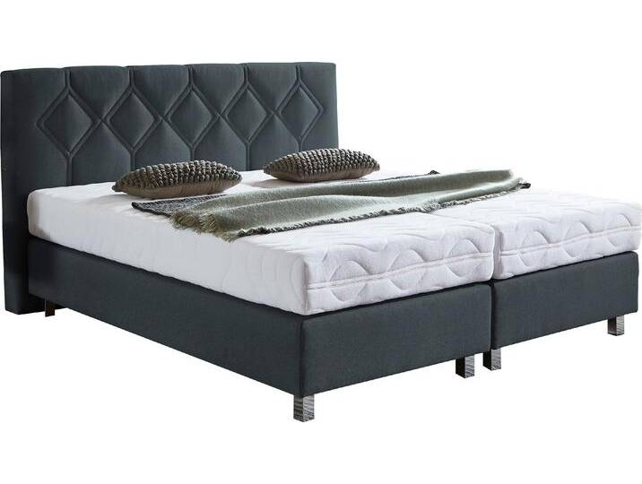 Boxspringbett Phönix , grau (charcoal), B:215cm L:210cm, Bezug Bett: Microvelours (100% Polyester) oder Feinstruktur (100% Polyester), Bezug Bonnell-Federkernmatratze: 100% Polyester, Bezug Kaltschaummatratze: 100% Polyester, Bezug Tonnentaschenfederkernmatratze: 80% Baumwolle, 20%Polyester, WESTFALIA SCHLAFKOMFORT, Komplettbetten, Boxspringbett von BAUR