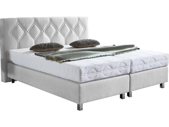 Boxspringbett, Microvelours, Weiß, 215×210 cm, Bonnell-Federkernmatratze, Modern, Westfalia Schlafkomfort von BAUR