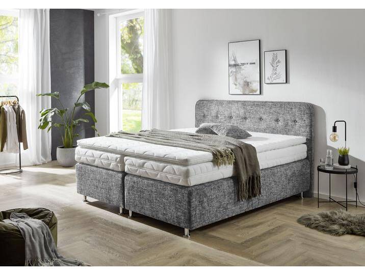 Boxspringbett Sapporo , grau, L:210cm, WESTFALIA SCHLAFKOMFORT, Komplettbetten, Inkl. Zierkissen, wählbar in H2, H3 & H4 von BAUR