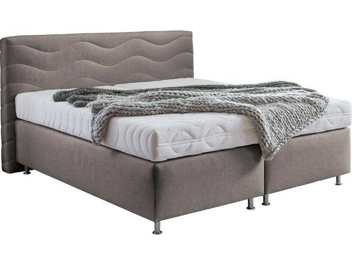 Boxspringbett Sigma , beige (schwarz, beige), B:215cm L:210cm, Bezug Bett: Microvelours (100% Polyester) oder Feinstruktur (100% Polyester), Bezug Bonnell-Federkernmatratze: 100% Polyester, Bezug Kaltschaummatratze: 100% Polyester, Bezug Tonnentaschenfederkernmatratze: 80% Baumwolle, 20%Polyester, WESTFALIA SCHLAFKOMFORT, Komplettbetten, Boxspringbett von BAUR