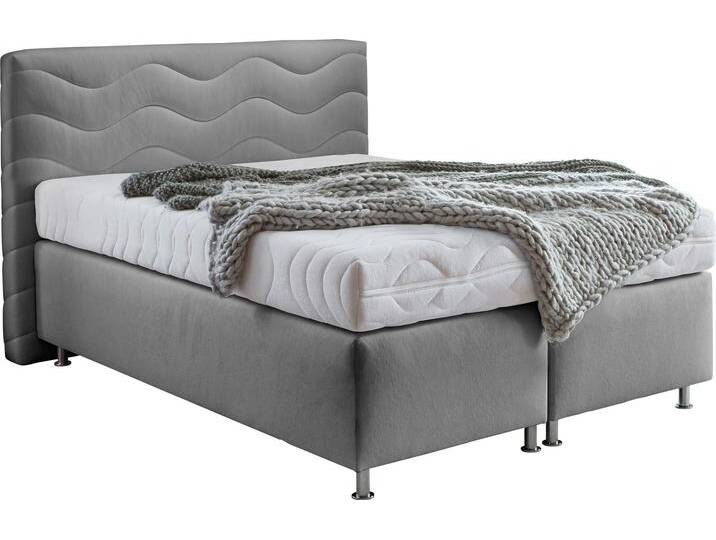 Boxspringbett Sigma , grau, B:155cm L:210cm, Bezug Bett: Microvelours (100% Polyester) oder Feinstruktur (100% Polyester), Bezug Bonnell-Federkernmatratze: 100% Polyester, Bezug Kaltschaummatratze: 100% Polyester, Bezug Tonnentaschenfederkernmatratze: 80% Baumwolle, 20%Polyester, WESTFALIA SCHLAFKOMFORT, Komplettbetten, Boxspringbett von BAUR