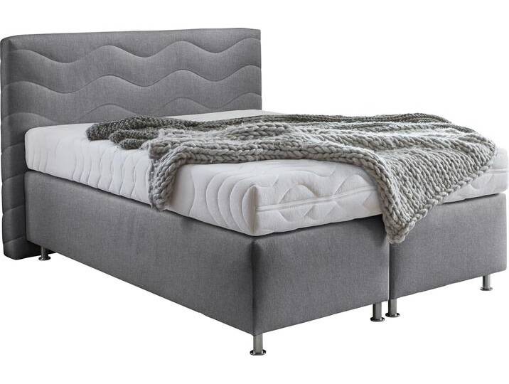 Boxspringbett, Microvelours, Grau, 155×210 cm, 5-Zonen-Tonnentaschenfederkernmatratze, H3, Westfalia Schlafkomfort von BAUR