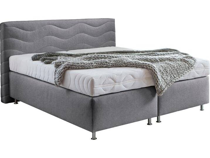 Boxspringbett, Microvelours, Grau, 175×210 cm, 5-Zonen-Tonnentaschenfederkernmatratze, Westfalia Schlafkomfort von BAUR