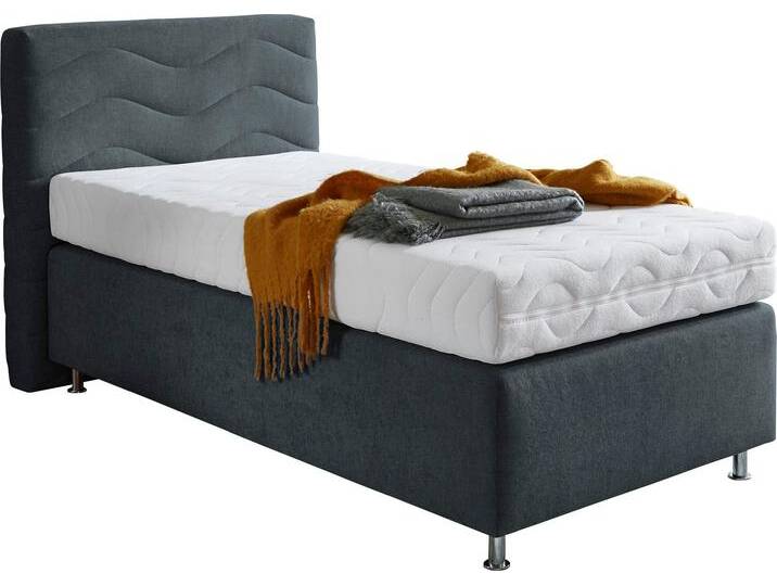 Boxspringbett Sigma , grau (charcoal), B:135cm L:210cm, Bezug Bett: Microvelours (100% Polyester) oder Feinstruktur (100% Polyester);Bezug Bonnell-Federkernmatratze: 100% Polyester;Bezug Kaltschaummatratze: 100% Polyester;Bezug Tonnentaschenfederkernmatratze: 80% Baumwolle, 20%Polyester, WESTFALIA SCHLAFKOMFORT, Komplettbetten, Boxspringbett von BAUR